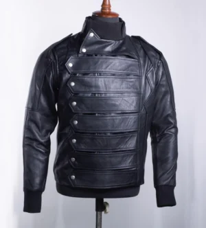 Bucky Barnes Winter Soldier Genuine Leather Jacket with Removable Arms