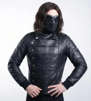 Bucky Barnes Winter Soldier Genuine Leather Jacket with Removable Arms