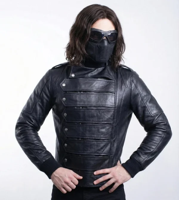 Bucky Barnes Winter Soldier Genuine Leather Jacket with Removable Arms