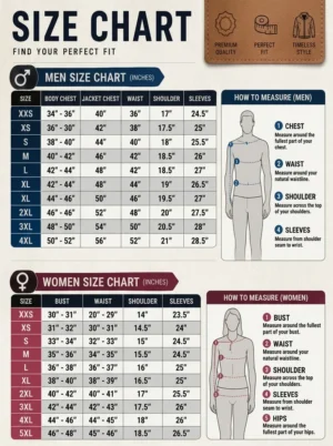 Brad Pitt Inspired Tyler Durden Jacket Size Chart