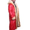 Red Hooded Fur-Lined Long Coat