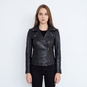 Women Black Leather Biker Jacket