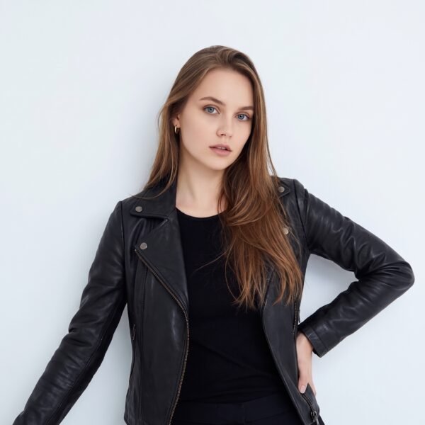Women Black Leather Biker Jacket